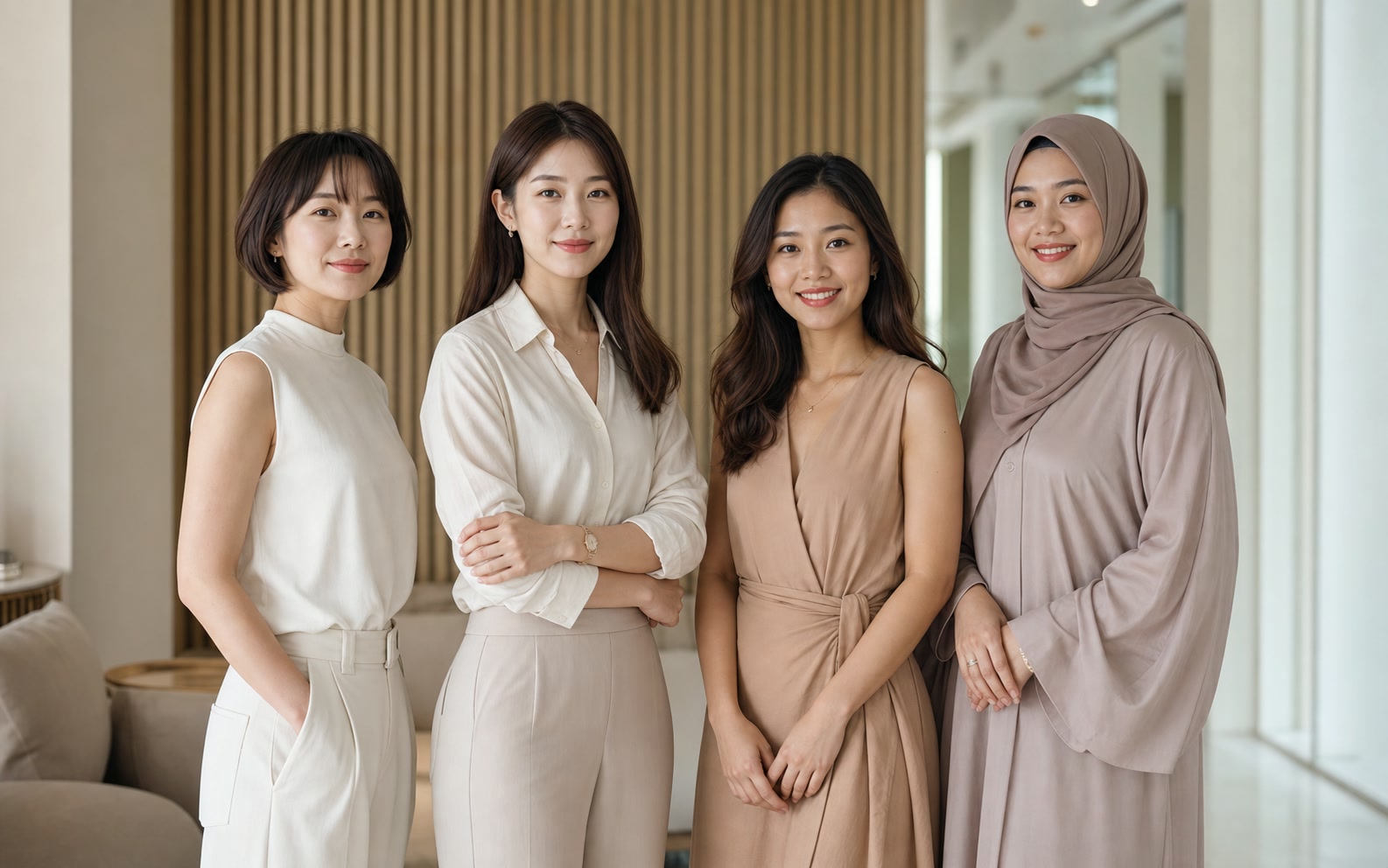 Four distinct women representing Japan, South Korea, Vietnam and Malaysia
